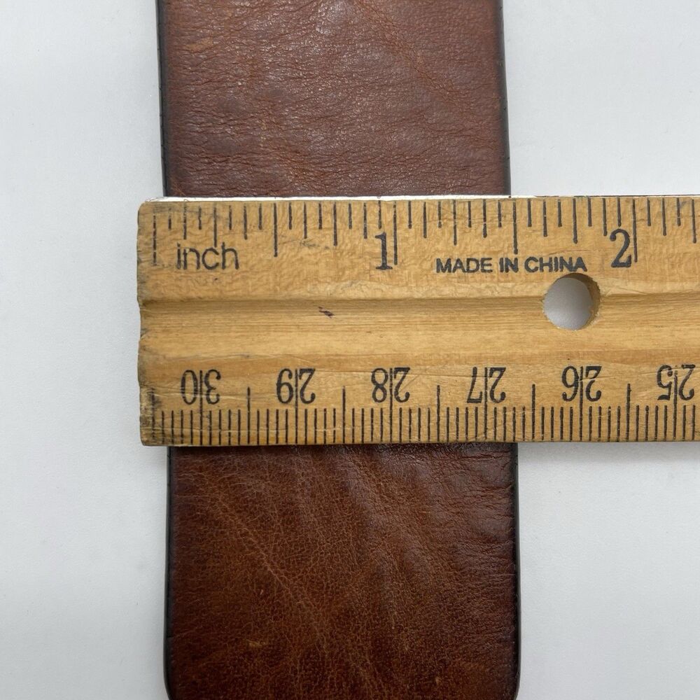 P&P Paolo de Ponte Genuine Leather Belt Men's 39 Dark Tan Brass Buckle Spain - Picture 7 of 16